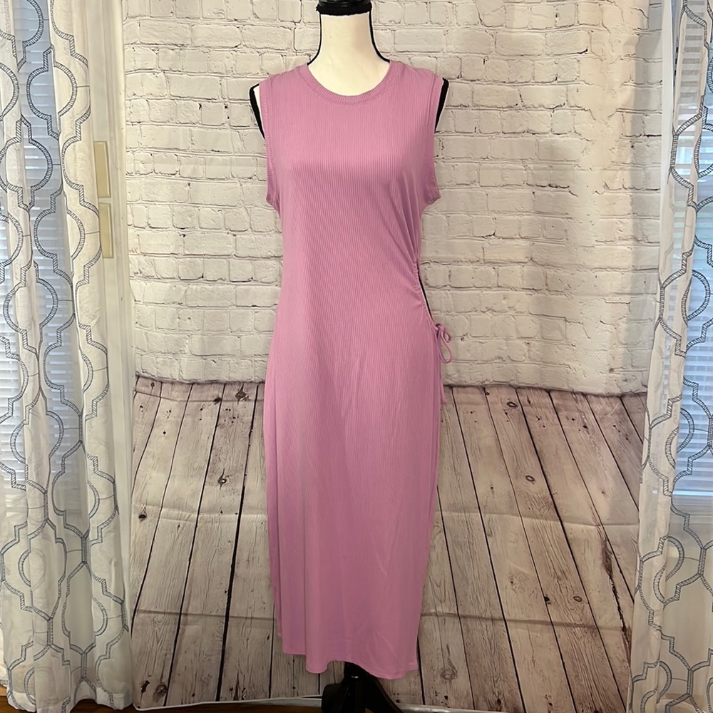 OLIVE + OAK Ribbed Cutout Sleeveless Dress